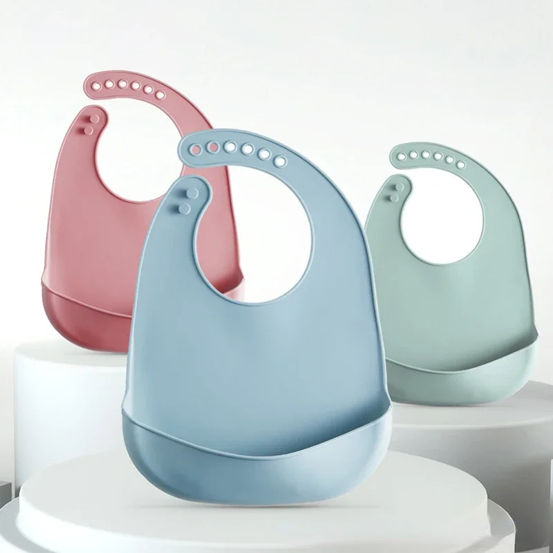 Waterproof Baby Bibs Silicone - 1/3 шт. Детский регулируемый водонепроницаемый слюнявчик