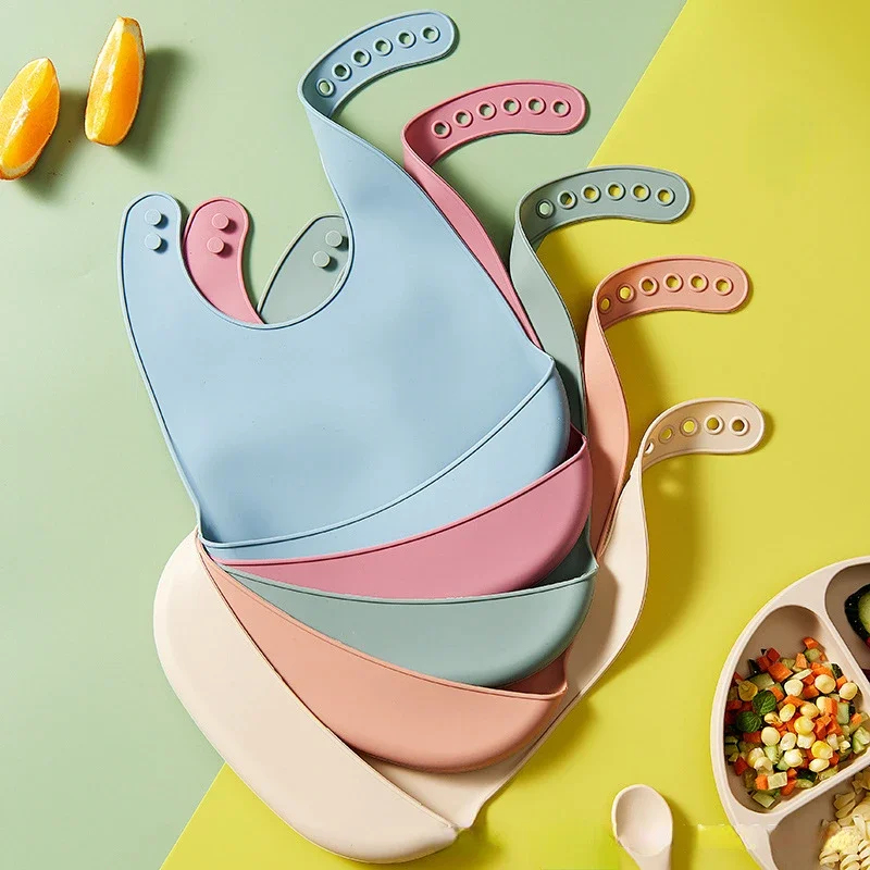 Waterproof Baby Bibs Silicone - 1-4 шт. Детские регулируемые водонепроницаемые нагрудники