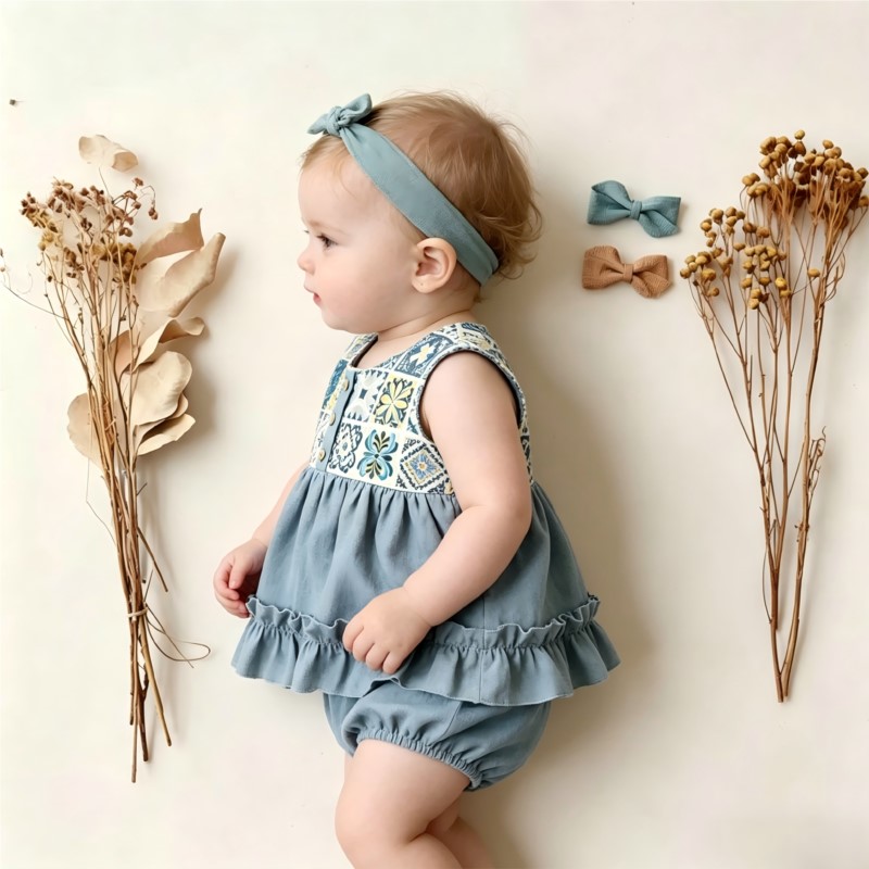 Модный хлопково-льняной комбин – обзор и цена Baby Summer Linen Sleeveless Jumpsuit
